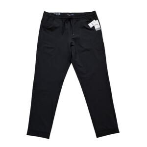 IZOD Mens Active Pants Black Advantage Performance Slim Tapered Fit Large NEW